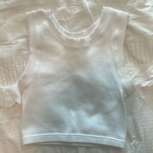 White Ribbed Tank Top